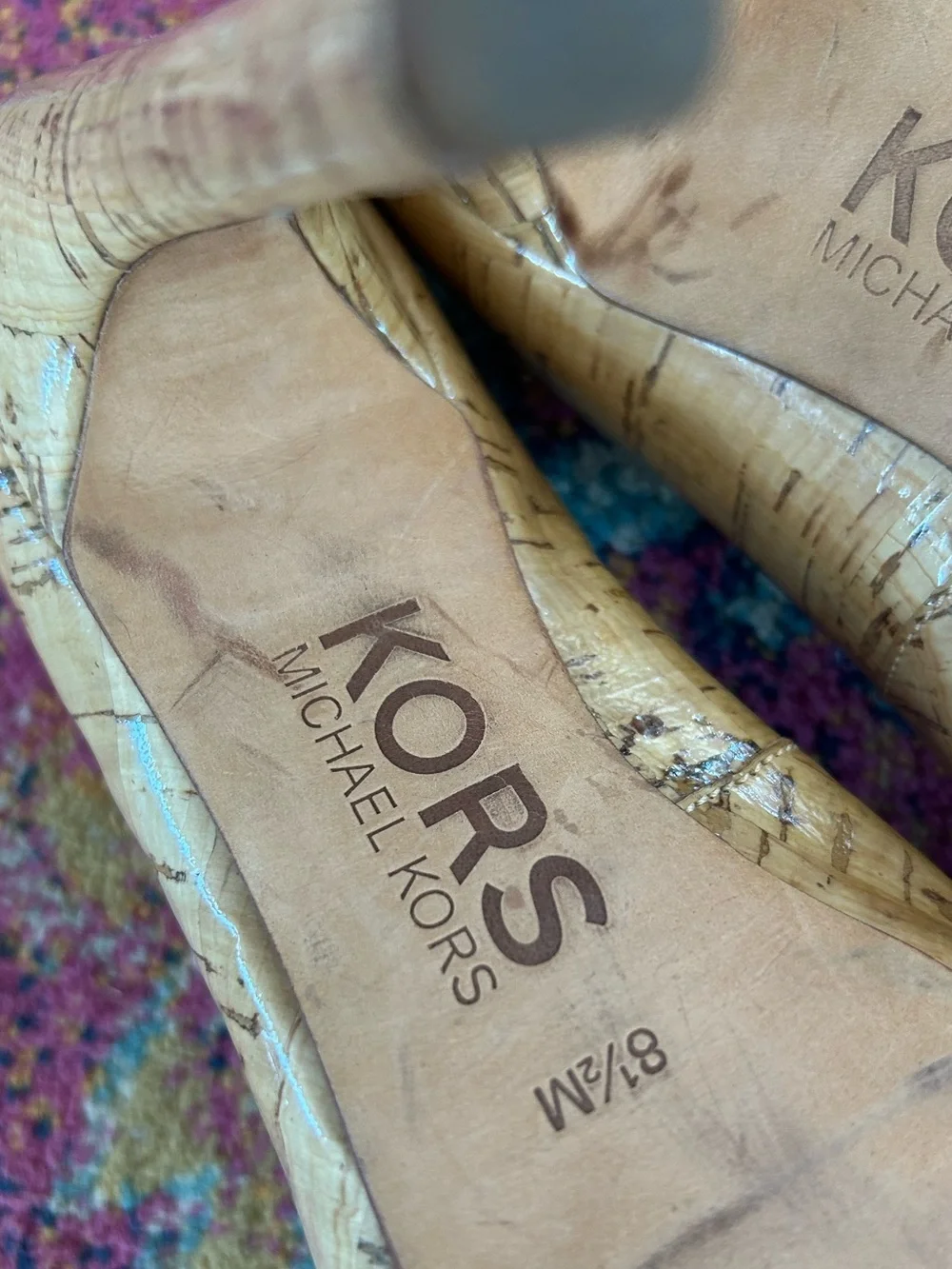 Michael Kors | Women’s Tan Cork Peep-Toe Pumps in Natural W/Gold Lining Size 8.5
